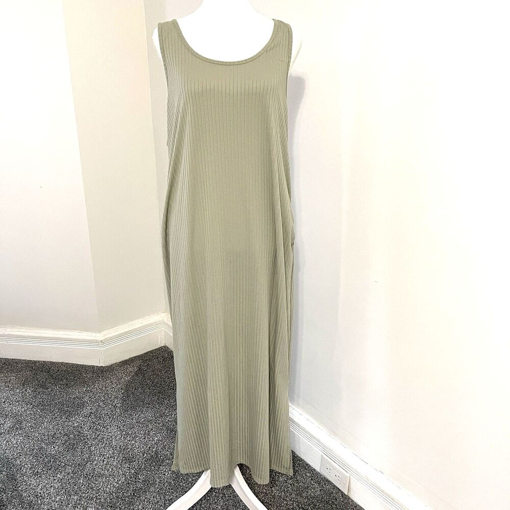 H&M Mama Maternity Maxi Tank Dress Sz XL Ribbed Stretch Ruched Sides NEW W Tags